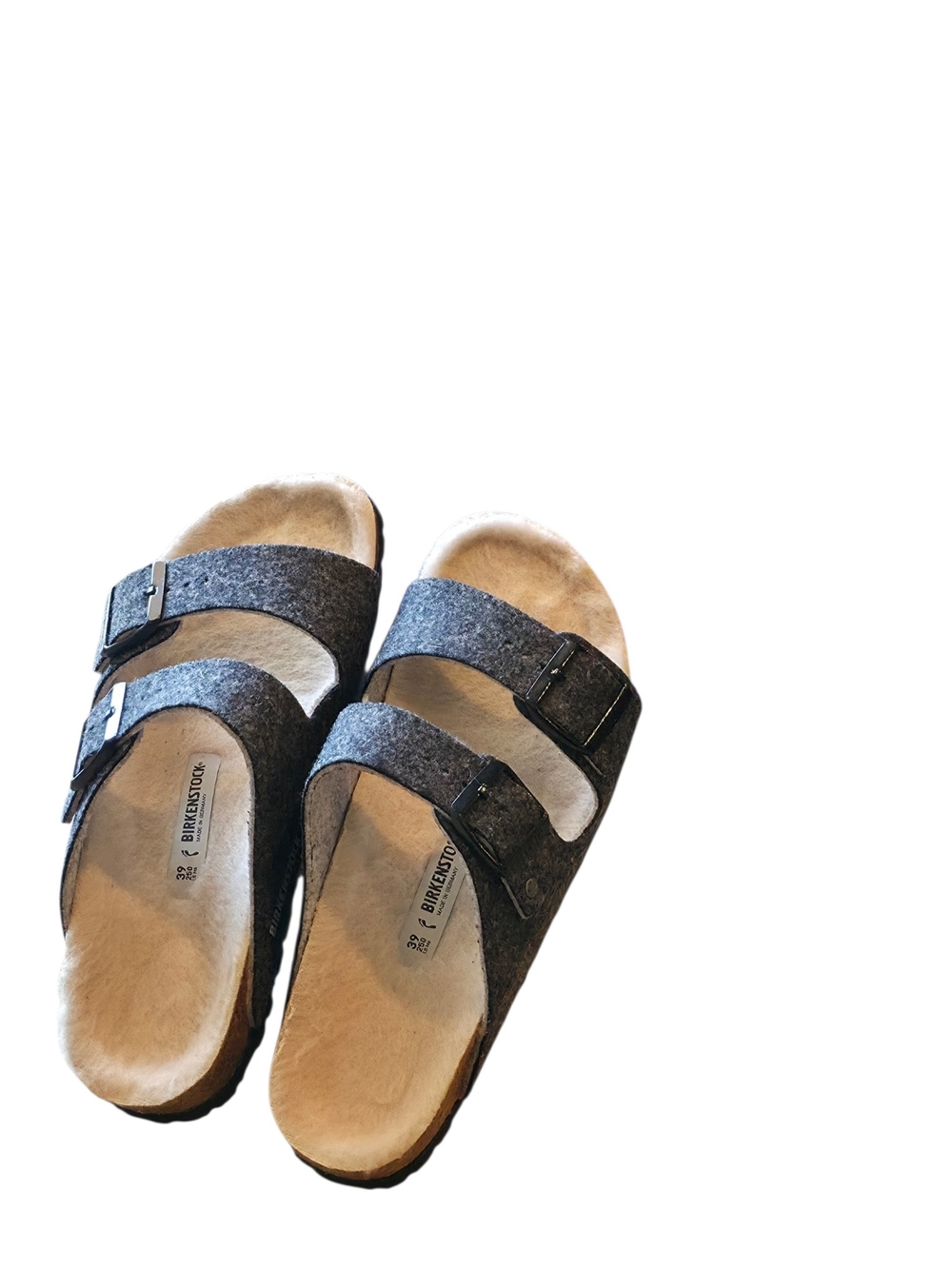 Birkenstock Arizona Rivet Doubleface Gray Wool Sandals EU 39 US 8 Narrow - Picture 4 of 7